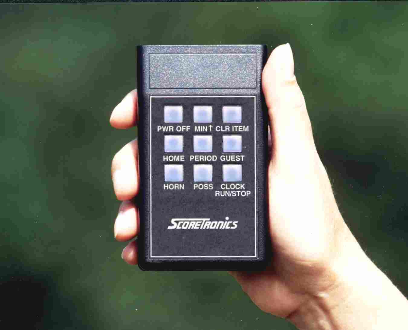 Standard remote control for portable scoreboard.