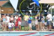 Swim meet event/heat display in action. 