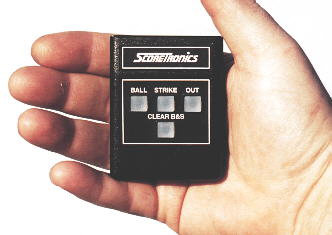 Optional umpire controlled remote for PBA-4 portable scoreboard.