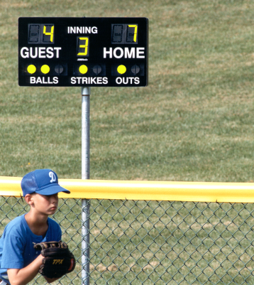 Portable remote controlled scoreboards for baseball/softball, football, basketball, soccer, and many other sports.
